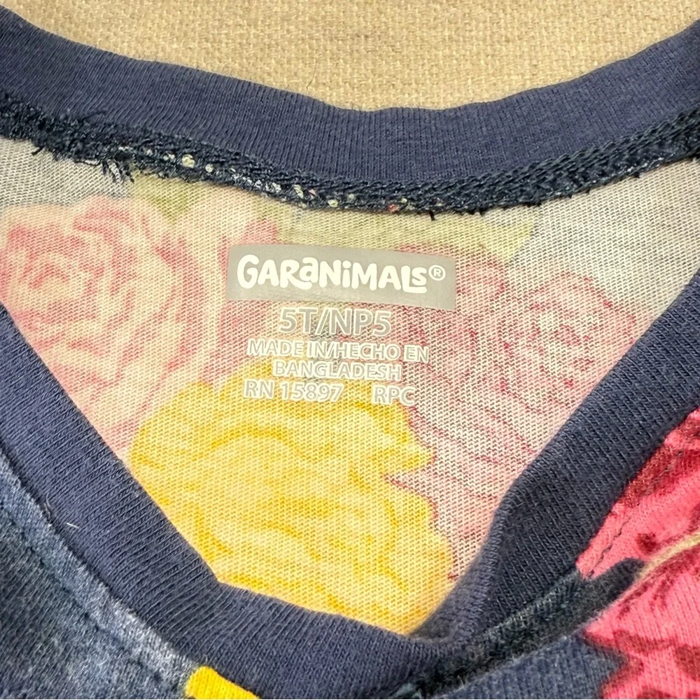 Garanimals Floral Girls Top - Blue with Pink and Yellow Flowers - Size 5T